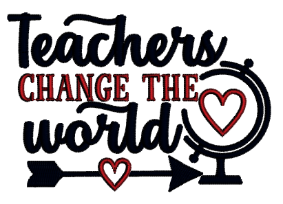 Teachers Change The World Arrow With Heart Applique Machine Embroidery Design Digitized Pattern