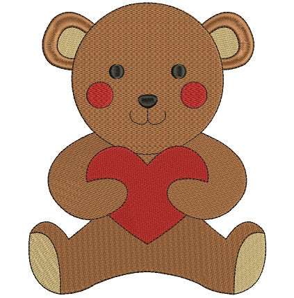 Teddy Bear With Heart Filled Machine Embroidery Digitized Design Pattern
