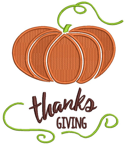 Thanks Giving Pumpkin Filled Machine Embroidery Design Digitized Pattern