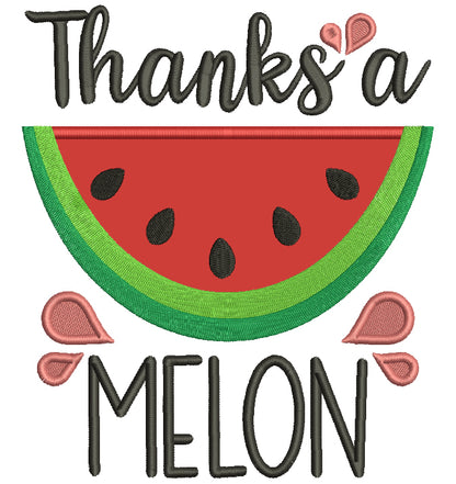 Thanks a Melon Summer Applique Machine Embroidery Design Digitized Pattern