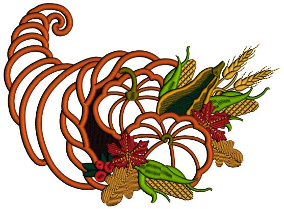 Thanksgiving Cornucopia Applique Machine Embroidery Design Digitized Pattern