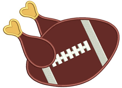 Thanksgiving Football in a Shape fo a Turkey Applique Machine Embroidery Design Digitized Pattern