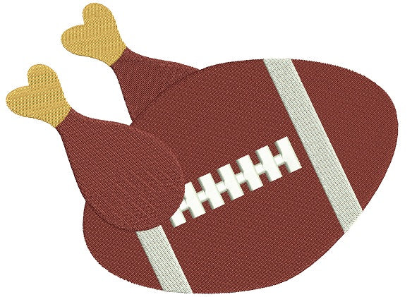 Thanksgiving Football in a Shape fo a Turkey Filled Machine Embroidery Design Digitized Pattern