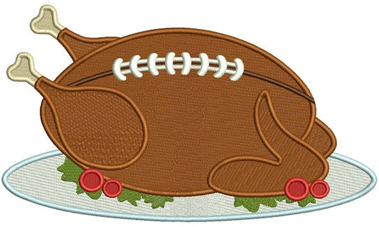 Thanksgiving Turkey On a Platter Filled Machine Embroidery Design Digitized Pattern