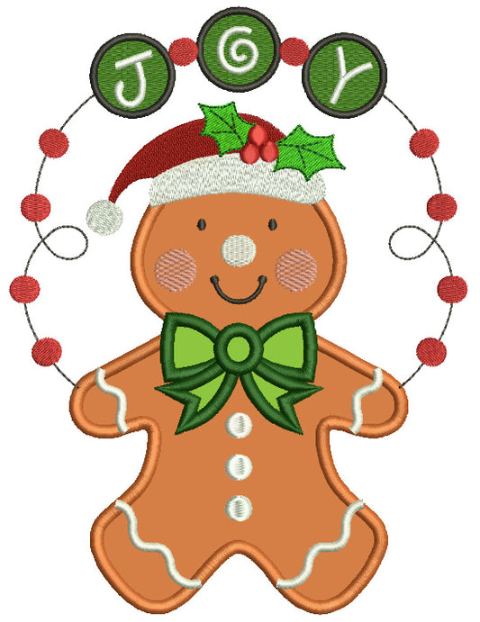 The Ginger Man Joy Christmas Applique Machine Embroidery Digitized Design Pattern