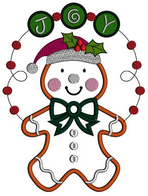 The Ginger Man Joy Christmas Applique Machine Embroidery Digitized Design Pattern