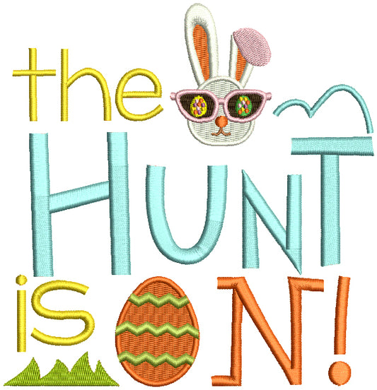 The Hunt Is On Easter Bunny Filled Machine Embroidery Design Digitized Pattern