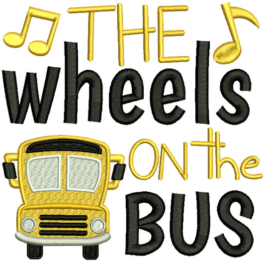 The Wheels On The Bus Children Rhymes Filled Machine Embroidery Design Digitized Pattern