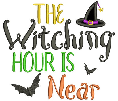 The Witching Hour Is Near Applique Halloween Machine Embroidery Design Digitized Pattern