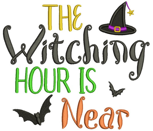 The Witching Hour Is Near Filled Halloween Machine Embroidery Design Digitized Pattern