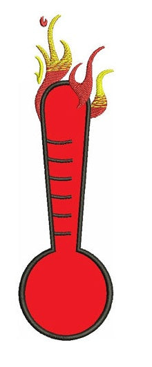 Thermometer with flames Applique Embroidery - Machine Digitized Design Pattern - Instant Download - 4x4 , 5x7, and 6x10 -hoops