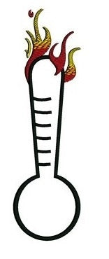 Thermometer with flames Applique Embroidery - Machine Digitized Design Pattern - Instant Download - 4x4 , 5x7, and 6x10 -hoops