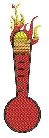Thermometer with flames Embroidery - Machine Digitized Design Filled Pattern - Instant Download - 4x4 , 5x7, and 6x10 -hoops
