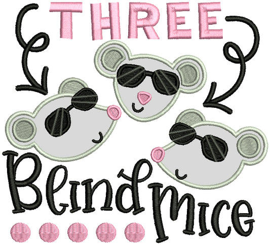 Three Blind Mice Applique Machine Embroidery Design Digitized Pattern