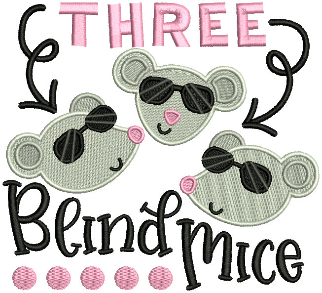 Three Blind Mice Filled Machine Embroidery Design Digitized Pattern