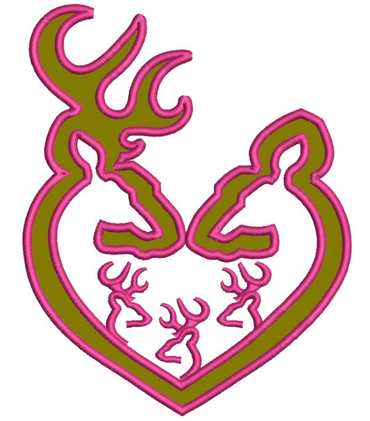 Three Boys Buck and a Doe Hunting Applique Machine Embroidery Digitized Design Pattern