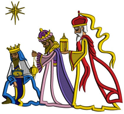 Three Kings Christmas Applique Machine Embroidery Design Digitized Pattern
