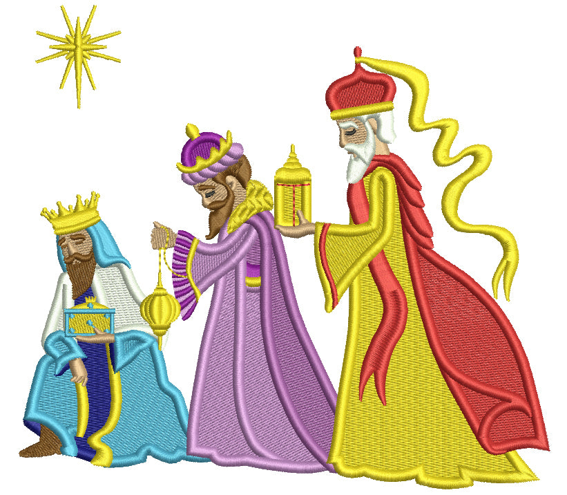 Three Kings Christmas Filled Machine Embroidery Design Digitized Pattern