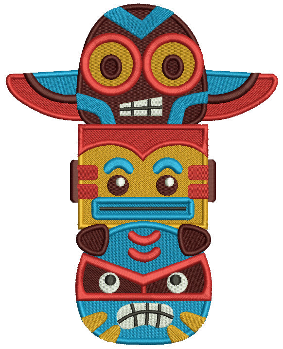 Totem Pole Filled Machine Embroidery Design Digitized Pattern