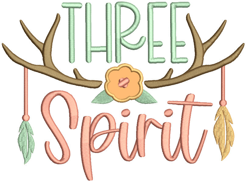 Three Spirit Antlers Applique Machine Embroidery Design Digitized Pattern