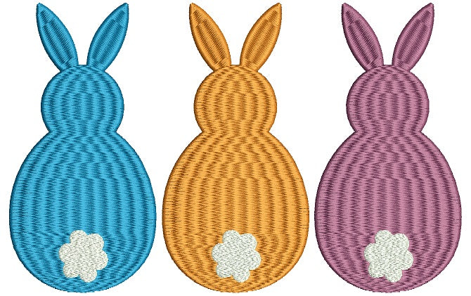 Three Easter Bunnies Filled Machine Embroidery Design Digitized Pattern