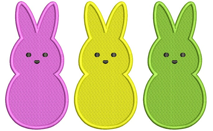 Three Little Easter Bunnies Filled Machine Embroidery Design Digitized Pattern