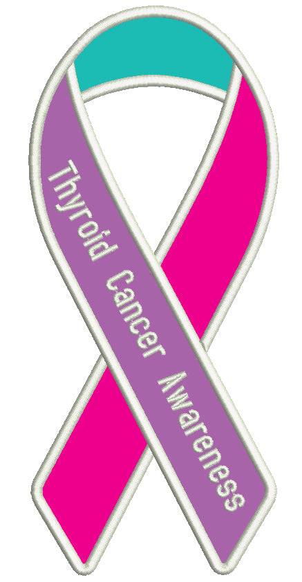 Thyroid Cancer Awareness Ribbon Applique Machine Embroidery Design Digitized Pattern