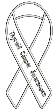 Thyroid Cancer Awareness Ribbon Applique Machine Embroidery Design Digitized Pattern