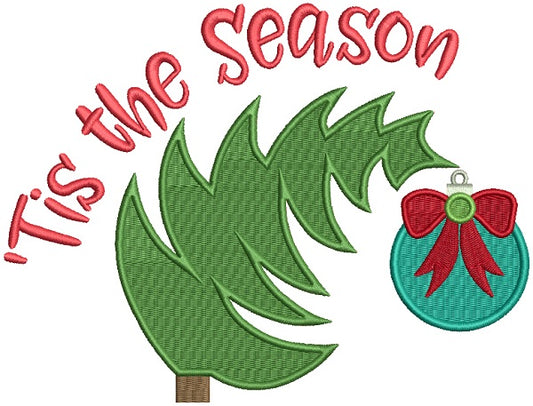 Tis The Season Christmas Ornament Filled Machine Embroidery Design Digitized Pattern