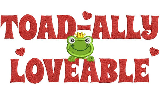 Toad-Ally Loveable Little King Frog Applique Machine Embroidery Design Digitized Pattern