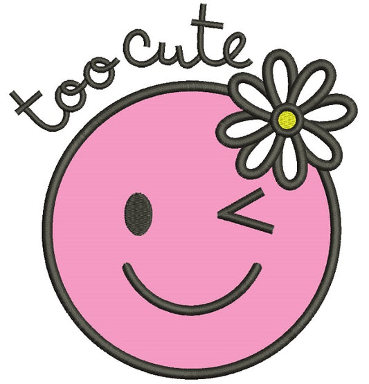 Too Cute Smiley Face Applique Machine Embroidery Design Digitized Pattern