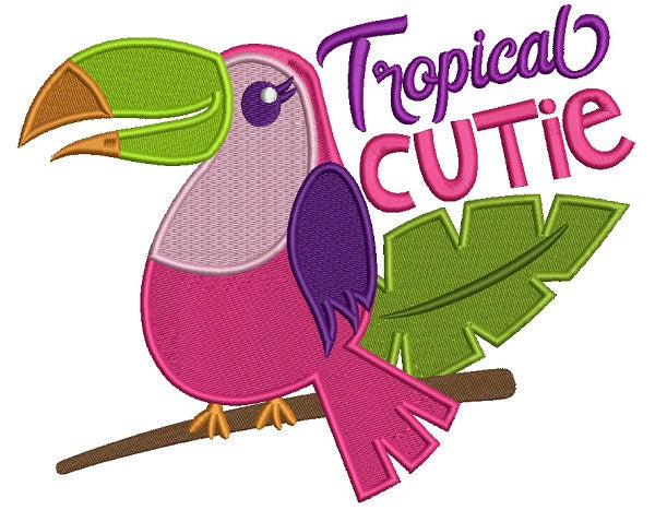 Toucan Bird Tropical Cutie Filled Machine Embroidery Design Digitized Pattern