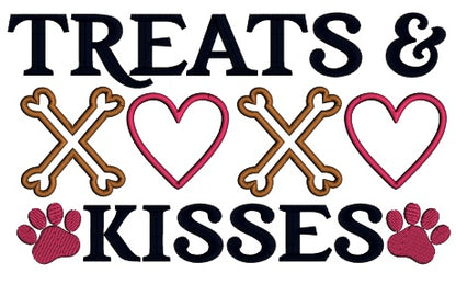 Treats Kisses Hearts And Dog Paws Valentine's Day Applique Machine Embroidery Design Digitized Pattern