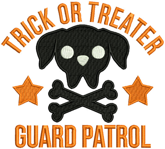 Trick Or Treater Guard Patrol Dog Halloween Filled Machine Embroidery Design Digitized Pattern