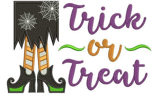 Trick or Teat Witch Shoes Halloween Filled Machine Embroidery Design Digitized Pattern