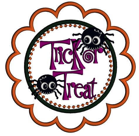Trick or Treat Halloween Applique Machine Embroidery Design Digitized Pattern