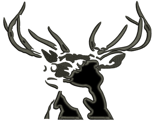 Trophy Buck Hunting Applique Machine Embroidery Design Digitized Pattern