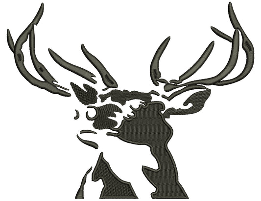 Trophy Buck Hunting Filled Machine Embroidery Design Digitized Pattern