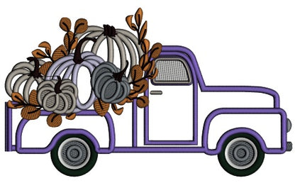 Truck Filled With Pumpkins Thanksgiving Applique Machine Embroidery Design Digitized Pattern