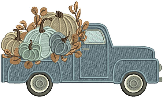 Truck Filled With Pumpkins Thanksgiving Filled Machine Embroidery Design Digitized Pattern