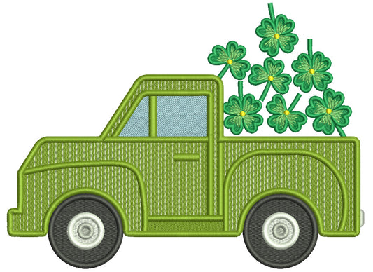 Truck Filled With Shamrocks St.Patrick's Day Filled Machine Embroidery Design Digitized Pattern