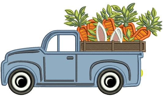 Truck Full Of Carrots Easter Applique Machine Embroidery Design Digitized Pattern