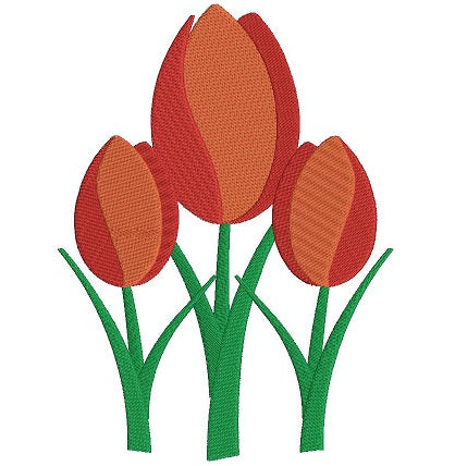 Tulips Flower Filled Machine Embroidery Digitized Design Pattern