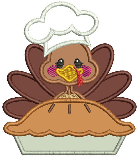 Turkey Cook And Apple Pie Thanksgiving Applique Machine Embroidery Design Digitized Pattern