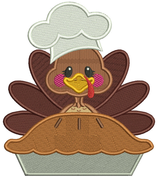 Turkey Cook And Apple Pie Thanksgiving Filled Machine Embroidery Design Digitized Pattern