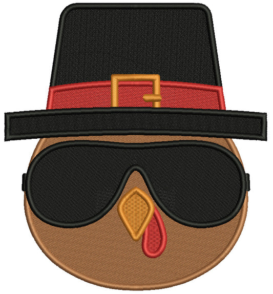 Turkey Head Wearing Sunglasses Thanksgiving Filled Machine Embroidery Design Digitized Pattern