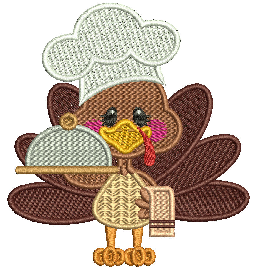 Turkey Serving Hot Dinner Thanksgiving Filled Machine Embroidery Design Digitized Pattern
