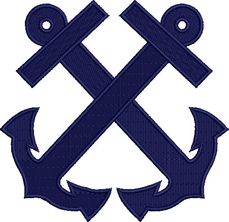 Two Anchors Marine Filled Machine Embroidery Digitized Design Pattern