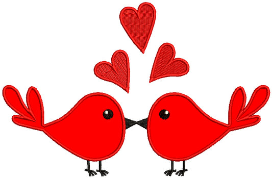 Two Birds Kissing Love Applique Machine Embroidery Design Digitized Pattern