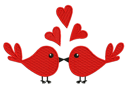 Two Birds Kissing Love Filled Machine Embroidery Design Digitized Pattern